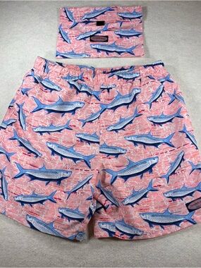Vineyard Vines Pink Tropical Tarpon Chappy Swim Trunks Men’s Size M Travel Bag